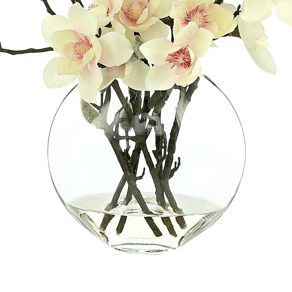 Butterfly Magnolia Floral Arrangement in a Clear Glass Vase – Creative ...